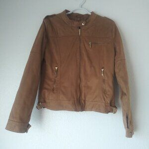 Yoki Outerwear Collection women's size L faux suede brown jacket